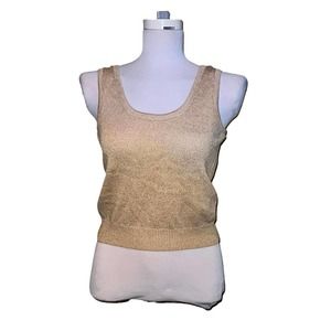St. John Basics Gold Glittery Knit Tank Top Size P